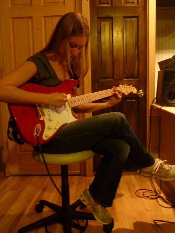  Me playing the electric guitar at Willie Martinez's recording studio on Tuesday