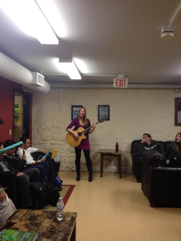 Allison Merten Live Music in the Lounge Photo by Sameh Aljabri You can see some of the students singing along :-) 
